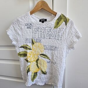 White and Yellow Graphic Women's Top